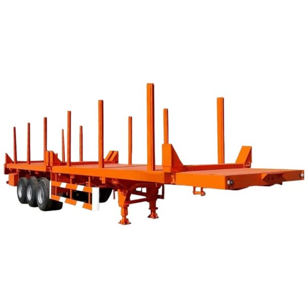 3 Axle 40ft Log Semi Trailer With Side Stakes For Timber Transport - Image 4