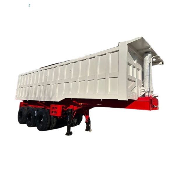 High Capacity 3 Axle 45 Cbm Hydraulic Tipping End Dump Semi Trailer for Sale - Image 2